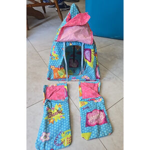 Vintage Barbie Play Doll Playset Camping Supplies - 2 Sleeping Bags and Tent